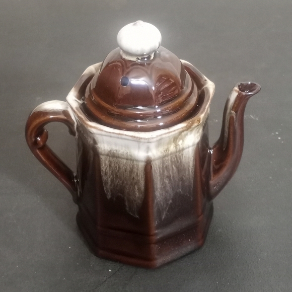 VINTAGE McCoy Speckle Drip Glaze Art Pottery Teapot - Picture 3 of 9